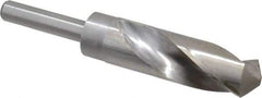 Interstate - 1-1/16" Drill, 118° Point, Cobalt Silver Deming & Reduced Shank Drill Bit - Bright Finish, 6" OAL, Straight Shank, 3" Flute Length, Right Hand Cut, Standard Point, Spiral Flute, Regular Spiral - Americas Industrial Supply