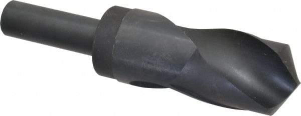 Interstate - 1-1/2" Drill, 118° Point, High Speed Steel Silver Deming & Reduced Shank Drill Bit - Oxide Finish, 6" OAL, Straight Shank, 3" Flute Length, Right Hand Cut, Standard Point, Spiral Flute, Regular Spiral - Americas Industrial Supply