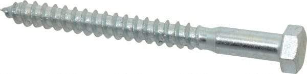 Value Collection - 3/8" Screw, 4" Length Under Head, Steel, Hex Head Lag Screw - Zinc Plated, Grade 2 - Americas Industrial Supply