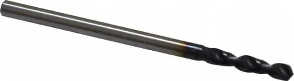 Accupro - 0.0906" 130° Parabolic Flute Cobalt Screw Machine Drill Bit - TiAlN Finish, Right Hand Cut, 0.512" Flute Length, 1.575" OAL, Split Point, Straight Shank - Americas Industrial Supply