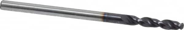 Accupro - #36 130° Parabolic Flute Cobalt Screw Machine Drill Bit - TiAlN Finish, Right Hand Cut, 0.63" Flute Length, 1.811" OAL, Split Point, Straight Shank - Americas Industrial Supply