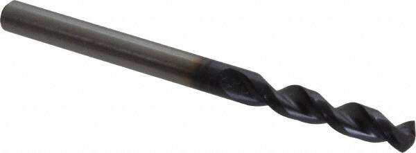 Accupro - #18 130° Parabolic Flute Cobalt Screw Machine Drill Bit - TiAlN Finish, Right Hand Cut, 0.945" Flute Length, 2.283" OAL, Split Point, Straight Shank - Americas Industrial Supply