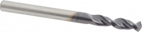 Accupro - #3 130° Parabolic Flute Cobalt Screw Machine Drill Bit - TiAlN Finish, Right Hand Cut, 1.102" Flute Length, 2.598" OAL, Split Point, Straight Shank - Americas Industrial Supply