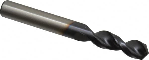 Accupro - 13/32" 130° Parabolic Flute Cobalt Screw Machine Drill Bit - TiAlN Finish, Right Hand Cut, 1.693" Flute Length, 3.504" OAL, Split Point, Straight Shank - Americas Industrial Supply