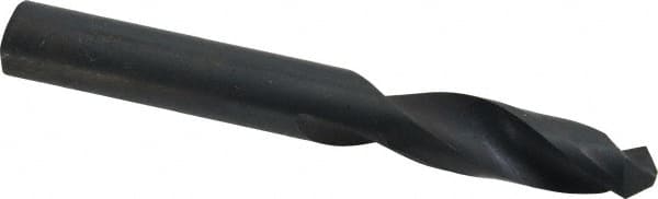 Interstate - 27/64" 118° Spiral Flute High Speed Steel Screw Machine Drill Bit - Oxide Finish, Right Hand Cut, 2" Flute Length, 3-3/8" OAL, Standard Point, Straight Shank - Americas Industrial Supply