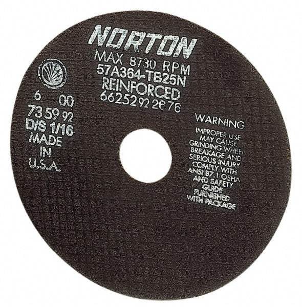 Norton - 20" 24 Grit Aluminum Oxide Cutoff Wheel - 5/32" Thick, 1" Arbor, 2,710 Max RPM, Use with Stationary Tools - Americas Industrial Supply