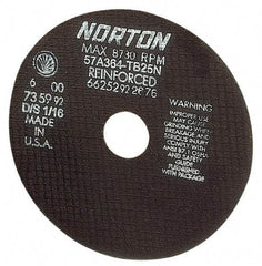 Norton - 20" 24 Grit Aluminum Oxide Cutoff Wheel - 5/32" Thick, 1" Arbor, 2,710 Max RPM, Use with Stationary Tools - Americas Industrial Supply