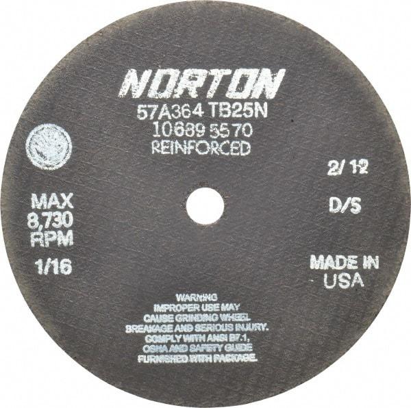 Norton - 7" 36 Grit Aluminum Oxide Cutoff Wheel - 1/16" Thick, 5/8" Arbor, 8,730 Max RPM, Use with Circular Saws - Americas Industrial Supply