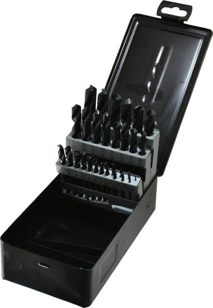 Interstate - 1/16 to 1/2", 118° Point, Oxide Finish, High Speed Steel Screw Machine Length Drill Bit Set - Americas Industrial Supply