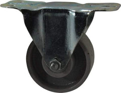 Fairbanks - 3" Diam x 1-1/4" Wide x 4" OAH Top Plate Mount Rigid Caster - Semi-Steel, 350 Lb Capacity, Roller Bearing, 2-1/4 x 5-1/8" Plate - Americas Industrial Supply