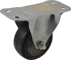 Fairbanks - 3" Diam x 1-3/8" Wide x 4" OAH Top Plate Mount Rigid Caster - Rubber, 170 Lb Capacity, Roller Bearing, 2-1/4 x 5-1/8" Plate - Americas Industrial Supply