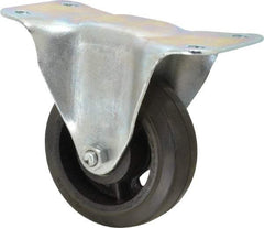Fairbanks - 4" Diam x 1-1/2" Wide x 5-1/4" OAH Top Plate Mount Rigid Caster - Rubber, 200 Lb Capacity, Roller Bearing, 3-1/4 x 6-1/4" Plate - Americas Industrial Supply