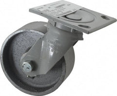 Fairbanks - 5" Diam x 2" Wide x 6-1/2" OAH Top Plate Mount Swivel Caster - Semi-Steel, 1,000 Lb Capacity, Roller Bearing, 4 x 4-1/2" Plate - Americas Industrial Supply