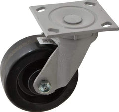 Fairbanks - 5" Diam x 2" Wide x 6-1/2" OAH Top Plate Mount Swivel Caster - Phenolic, 1,000 Lb Capacity, Roller Bearing, 4 x 4-1/2" Plate - Americas Industrial Supply