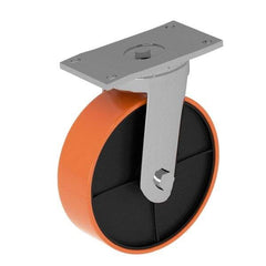 Fairbanks - 8" Diam x 2" Wide x 9-1/2" OAH Top Plate Mount Swivel Caster - Polyurethane, 1,200 Lb Capacity, Roller Bearing, 4 x 4-1/2" Plate - Americas Industrial Supply