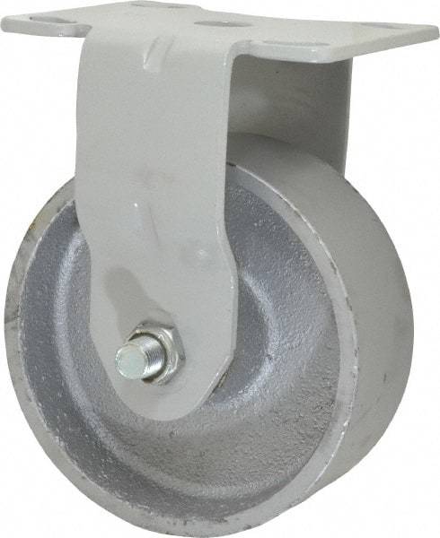 Fairbanks - 5" Diam x 2" Wide x 6-1/2" OAH Top Plate Mount Rigid Caster - Semi-Steel, 1,000 Lb Capacity, Roller Bearing, 4 x 4-1/2" Plate - Americas Industrial Supply