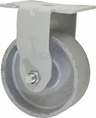 Fairbanks - 5" Diam x 2" Wide x 6-1/2" OAH Top Plate Mount Rigid Caster - Semi-Steel, 1,000 Lb Capacity, Roller Bearing, 4 x 4-1/2" Plate - Americas Industrial Supply