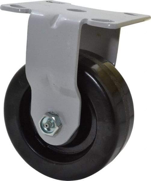 Fairbanks - 5" Diam x 2" Wide x 6-1/2" OAH Top Plate Mount Rigid Caster - Phenolic, 1,000 Lb Capacity, Roller Bearing, 4 x 4-1/2" Plate - Americas Industrial Supply