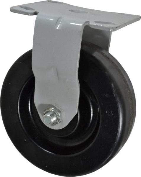 Fairbanks - 6" Diam x 2" Wide x 7-1/4" OAH Top Plate Mount Rigid Caster - Phenolic, 1,200 Lb Capacity, Roller Bearing, 4 x 4-1/2" Plate - Americas Industrial Supply