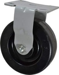 Fairbanks - 6" Diam x 2" Wide x 7-1/4" OAH Top Plate Mount Rigid Caster - Phenolic, 1,200 Lb Capacity, Roller Bearing, 4 x 4-1/2" Plate - Americas Industrial Supply