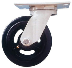 Fairbanks - 4" Diam x 2" Wide x 5-5/8" OAH Top Plate Mount Swivel Caster - Rubber, 600 Lb Capacity, Roller Bearing, 4-1/2 x 6-1/4" Plate - Americas Industrial Supply