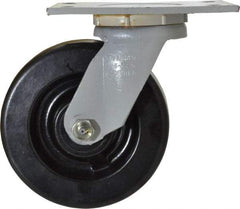 Fairbanks - 6" Diam x 2" Wide x 7-1/4" OAH Top Plate Mount Swivel Caster - Phenolic, 1,200 Lb Capacity, Roller Bearing, 4-1/2 x 6-1/4" Plate - Americas Industrial Supply