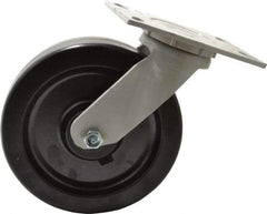 Fairbanks - 8" Diam x 2" Wide x 9-1/2" OAH Top Plate Mount Swivel Caster - Phenolic, 1,200 Lb Capacity, Roller Bearing, 4-1/2 x 6-1/4" Plate - Americas Industrial Supply