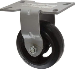 Fairbanks - 5" Diam x 2" Wide x 6-1/2" OAH Top Plate Mount Rigid Caster - Rubber, 350 Lb Capacity, Roller Bearing, 4-1/2 x 6-1/4" Plate - Americas Industrial Supply
