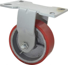 Fairbanks - 5" Diam x 2" Wide x 6-1/2" OAH Top Plate Mount Rigid Caster - Polyurethane, 700 Lb Capacity, Roller Bearing, 4-1/2 x 6-1/4" Plate - Americas Industrial Supply