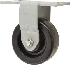 Fairbanks - 5" Diam x 2" Wide x 6-1/2" OAH Top Plate Mount Rigid Caster - Phenolic, 1,000 Lb Capacity, Roller Bearing, 4-1/2 x 6-1/4" Plate - Americas Industrial Supply