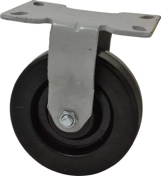 Fairbanks - 6" Diam x 2" Wide x 7-1/4" OAH Top Plate Mount Rigid Caster - Phenolic, 1,200 Lb Capacity, Roller Bearing, 4-1/2 x 6-1/4" Plate - Americas Industrial Supply