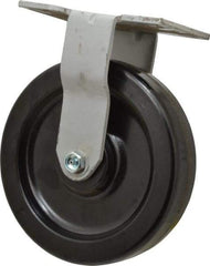 Fairbanks - 8" Diam x 2" Wide x 9-1/2" OAH Top Plate Mount Rigid Caster - Phenolic, 1,200 Lb Capacity, Roller Bearing, 4-1/2 x 6-1/4" Plate - Americas Industrial Supply