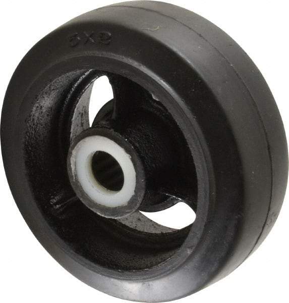 Fairbanks - 5 Inch Diameter x 2 Inch Wide, Rubber Caster Wheel - 700 Lb. Capacity, 2-3/16 Inch Hub Length, 3/4 Inch Axle Diameter, Roller Bearing - Americas Industrial Supply
