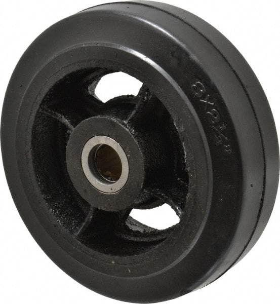 Fairbanks - 8 Inch Diameter x 2-1/2 Inch Wide, Rubber Caster Wheel - 1,300 Lb. Capacity, 2-3/4 Inch Hub Length, 1 Inch Axle Diameter, Roller Bearing - Americas Industrial Supply