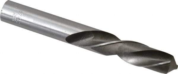Interstate - 17/32" 118° Spiral Flute High Speed Steel Screw Machine Drill Bit - Bright Finish, Left Hand Cut, 2-3/8" Flute Length, 3-7/8" OAL, Standard Point, Straight Shank - Americas Industrial Supply