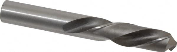 Interstate - 9/16" 118° Spiral Flute High Speed Steel Screw Machine Drill Bit - Bright Finish, Left Hand Cut, 2-1/2" Flute Length, 4" OAL, Standard Point, Straight Shank - Americas Industrial Supply