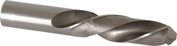 Interstate - 1" 118° Spiral Flute High Speed Steel Screw Machine Drill Bit - Bright Finish, Left Hand Cut, 4" Flute Length, 6" OAL, Standard Point, Straight Shank - Americas Industrial Supply