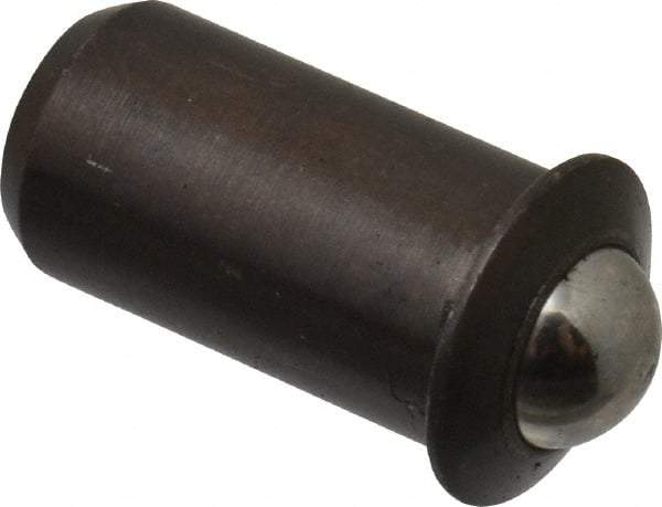 Vlier - 0.0471" Body Length x 1/4" Body Diam, 1.5 Lb Init to 3.5 Lb Final End Force, Steel Press Fit Ball Plunger - 3/16" Ball Diam, 0.07" Max Ball Reach, 0.045" Flange Thickness - Americas Industrial Supply