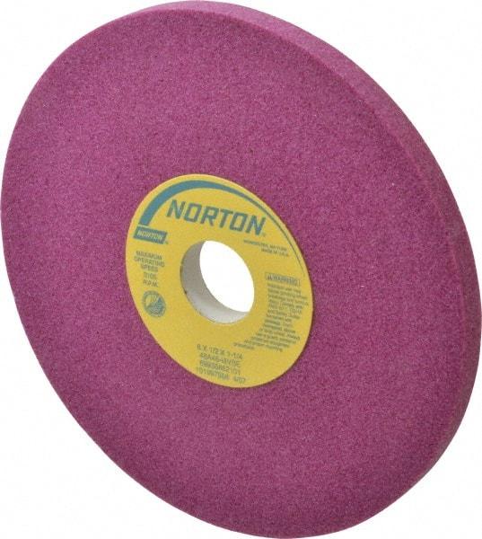 Norton - 8" Diam x 1-1/4" Hole x 1/2" Thick, I Hardness, 46 Grit Surface Grinding Wheel - Aluminum Oxide, Type 1, Coarse Grade, 3,105 Max RPM, Vitrified Bond, No Recess - Americas Industrial Supply