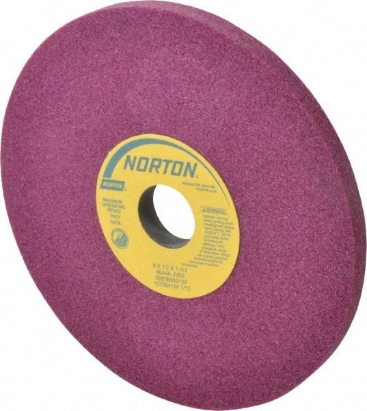 Norton - 8" Diam x 1-1/4" Hole x 1/2" Thick, J Hardness, 46 Grit Surface Grinding Wheel - Aluminum Oxide, Type 1, Coarse Grade, 3,600 Max RPM, Vitrified Bond, No Recess - Americas Industrial Supply