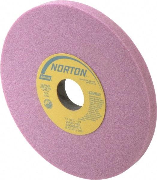 Norton - 7" Diam x 1-1/4" Hole x 1/2" Thick, J Hardness, 46 Grit Surface Grinding Wheel - Aluminum Oxide, Type 1, Coarse Grade, 3,600 Max RPM, Vitrified Bond, No Recess - Americas Industrial Supply