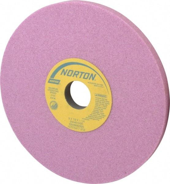 Norton - 8" Diam x 1-1/4" Hole x 1/2" Thick, I Hardness, 46 Grit Surface Grinding Wheel - Aluminum Oxide, Type 1, Coarse Grade, 3,105 Max RPM, Vitrified Bond, No Recess - Americas Industrial Supply
