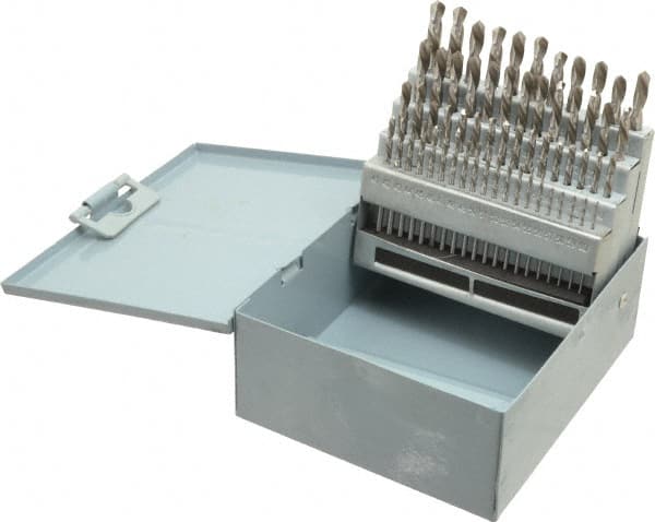 Interstate - 118° Point, Bright Finish, High Speed Steel Screw Machine Length Drill Bit Set - Americas Industrial Supply