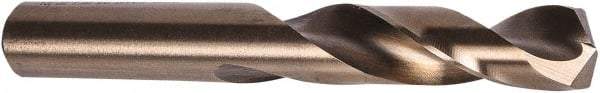 Precision Twist Drill - 0.316" 135° Spiral Flute Cobalt Screw Machine Drill Bit - Oxide/Gold Finish, Right Hand Cut, 1-11/16" Flute Length, 2-15/16" OAL, Split Point, Straight Shank - Americas Industrial Supply