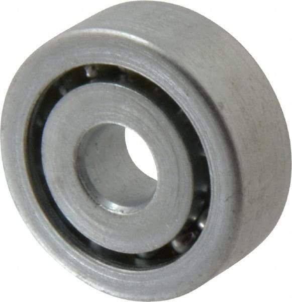 Value Collection - 5/16" Bore Diam, 1-1/16" OD, Open Unground Full Complement Radial Ball Bearing - 3/8" Wide, 1 Row, Round Bore, 484 Lb Dynamic Capacity - Americas Industrial Supply