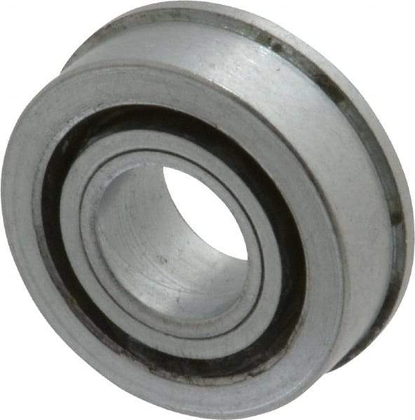 Value Collection - 1/2" Bore Diam, 1-3/16" OD, Open Unground Full Complement Radial Ball Bearing - With Flange, 1 Row, Round Bore, 533 Lb Dynamic Capacity - Americas Industrial Supply