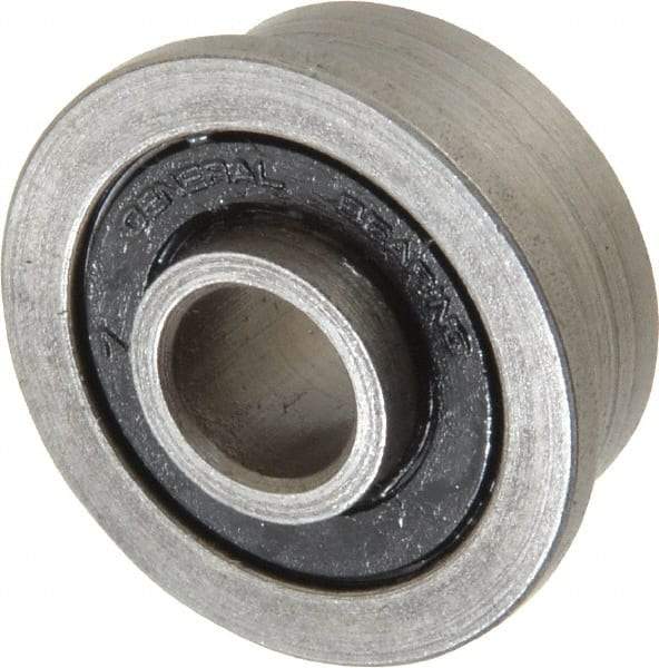 Value Collection - 1/4" Bore Diam, 11/16" OD, Double Seal Unground Retainer Type Radial Ball Bearing - With Flange, 1 Row, Round Bore, 300 Lb Dynamic Capacity - Americas Industrial Supply