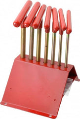 Made in USA - 7 Piece T-Handle Hex Key Set - Hex Range 7/64 to 1/4", 7" OAL, Chromalloy Steel - Americas Industrial Supply