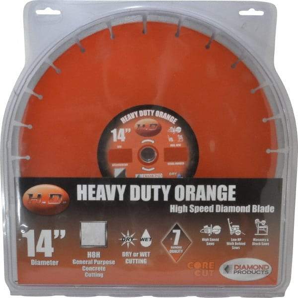 Core Cut - 14" Diam, 1" Arbor Hole Diam, Wet & Dry Cut Saw Blade - Diamond-Tipped, Standard Round Arbor - Americas Industrial Supply