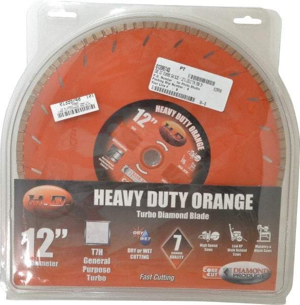 Core Cut - 12" Diam, 20mm Arbor Hole Diam, Wet & Dry Cut Saw Blade - Diamond-Tipped, Standard Round Arbor - Americas Industrial Supply